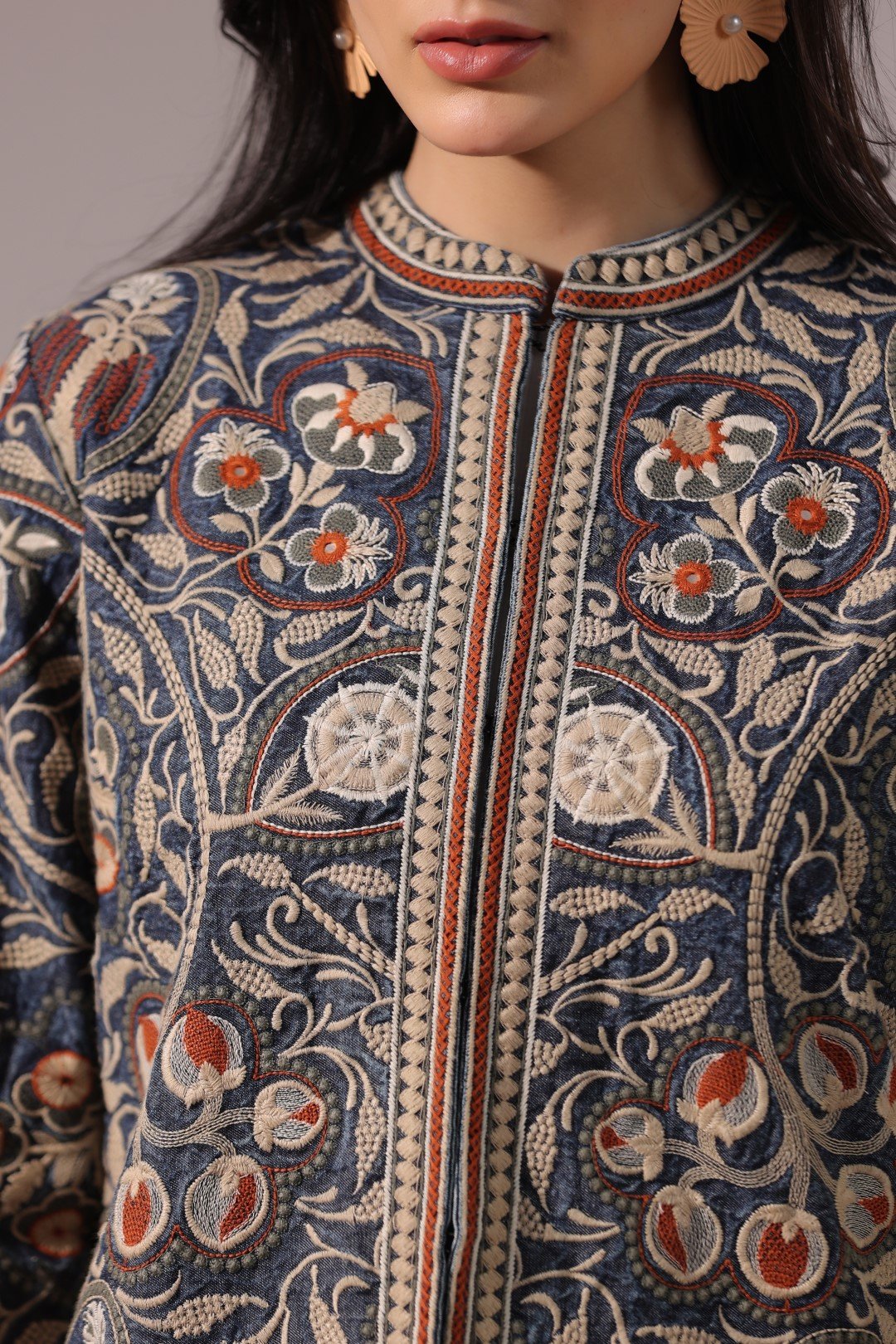 premium embroidered denim jacket