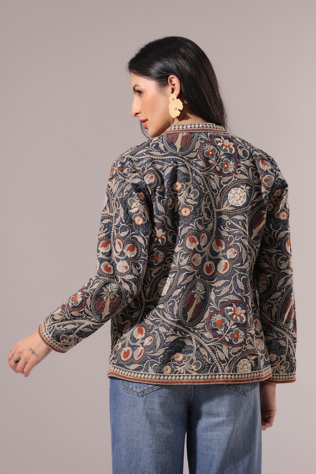 premium embroidered denim jacket