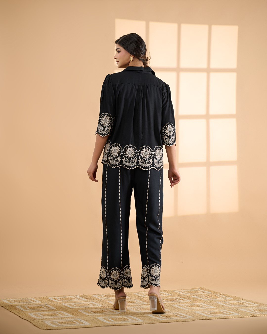 RAYON FABRIC CORD SET WITH EMBROIDERY